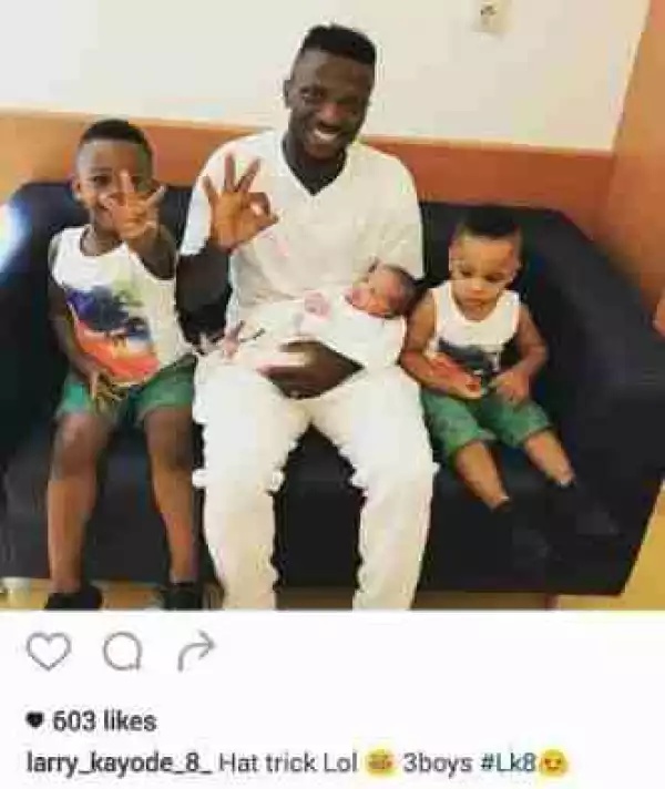 Super Eagles Player, Kayode Olanrewaju Welcomes 3rd Child With His Wife (Pics)